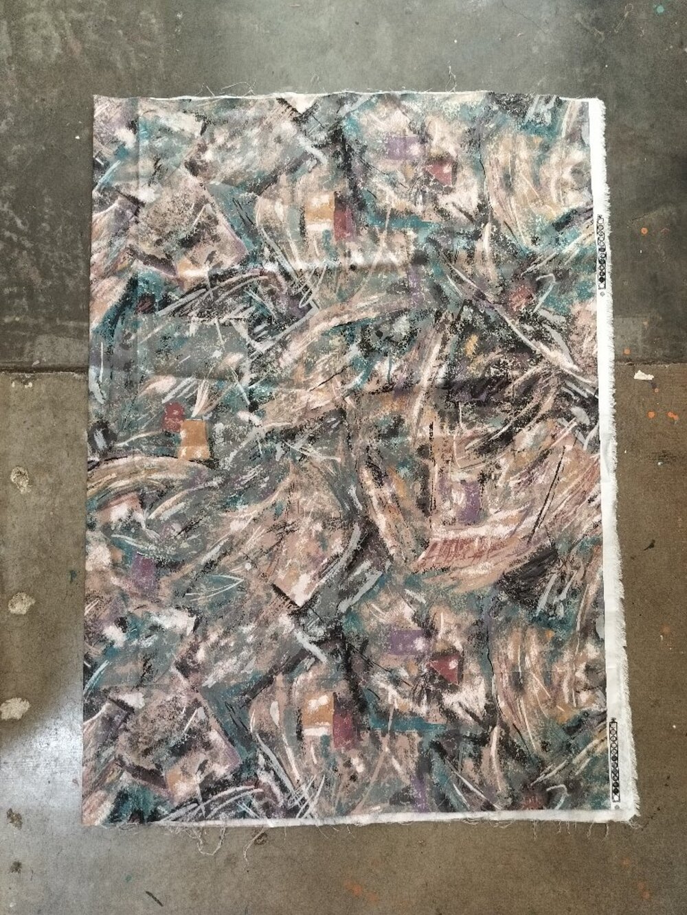 Vintage Interior Fabric Design Inc Abstract 80's Retro Fabric Remnant 38"x56"